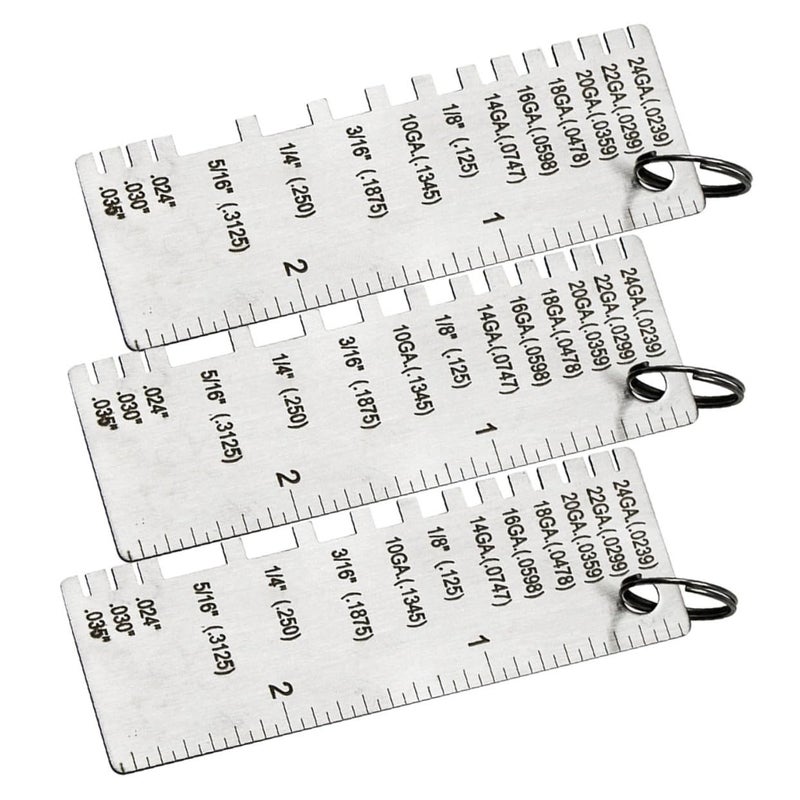 3pcs Metal Welding Thickness Gauge Set with Engraved Markings Portable Compact Welding Inspection Tool - Image 1